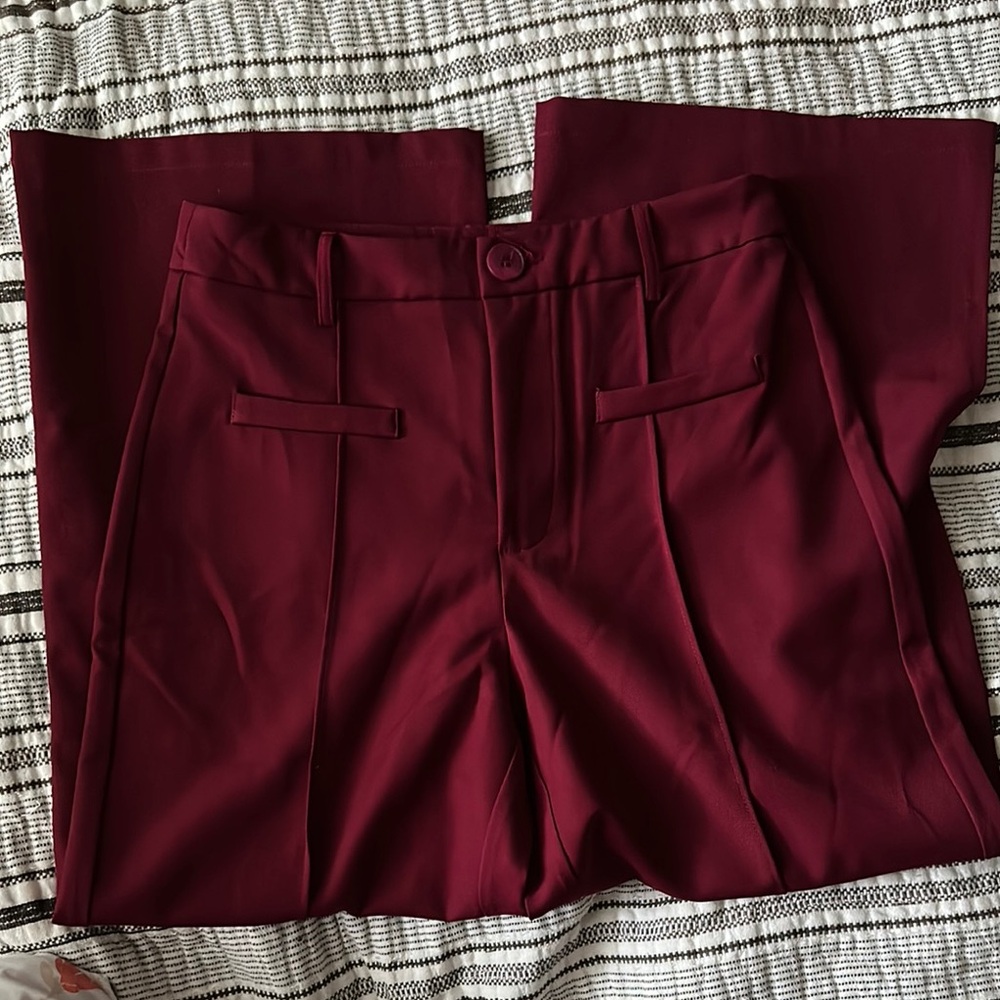 SHEIN Burgundy Wide Leg Pants